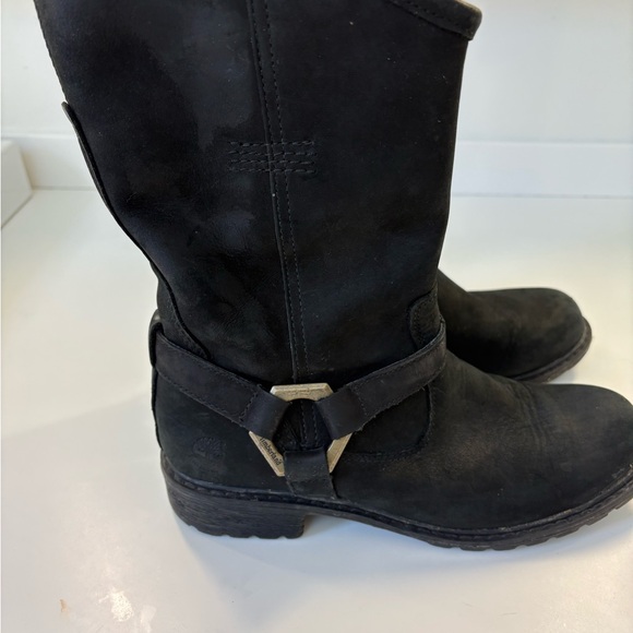 Timberland Women's Black Leather Harness Moto Boots size 8 - Picture 4 of 9